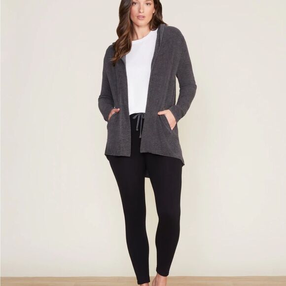 Barefoot Dreams Charcoal Gray Hooded Women's Cardigan Medium - Picture 3 of 8